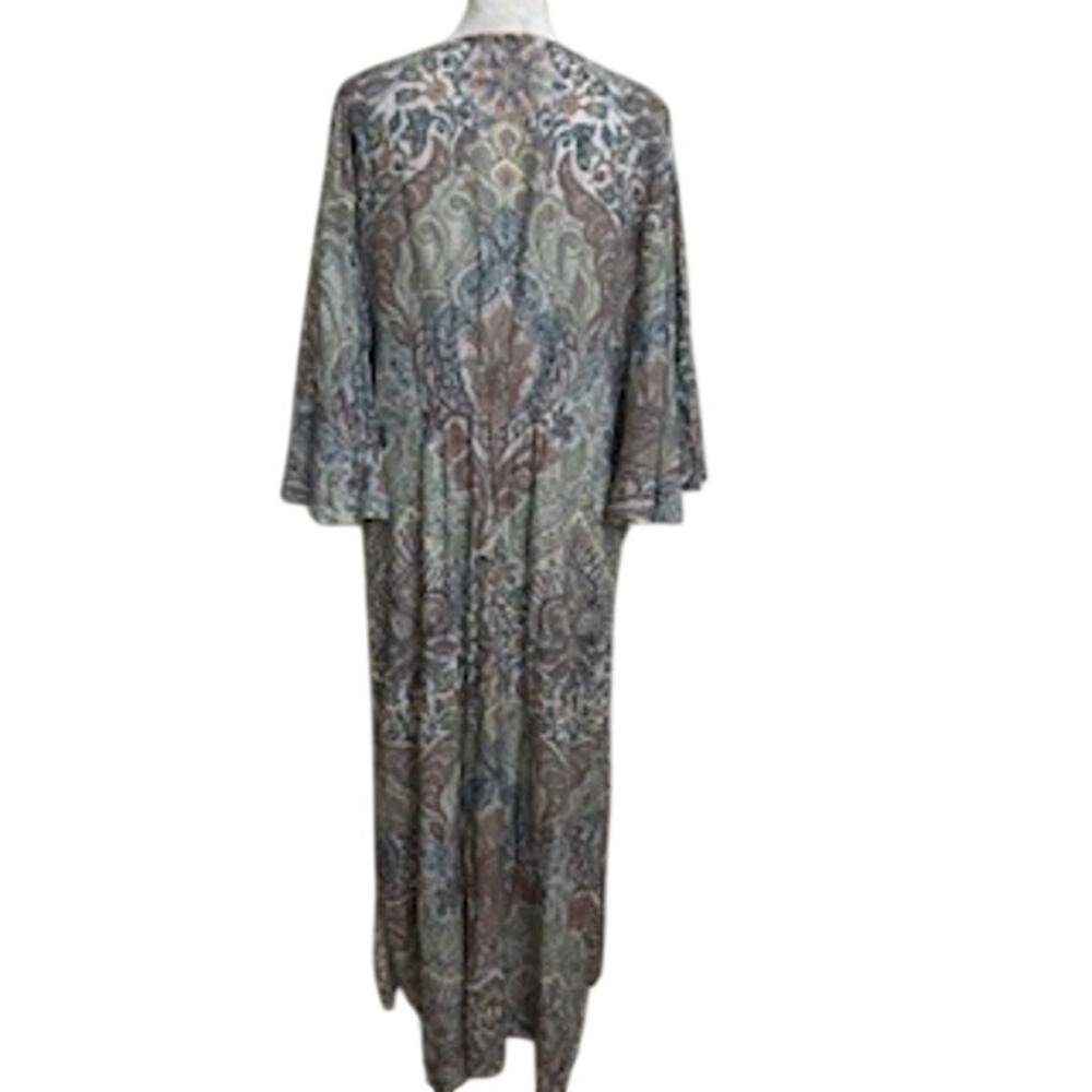 World Market Boho Maxi Dress Kimono Sleeve Paisley Print V Neck S/M Resort - Picture 3 of 9
